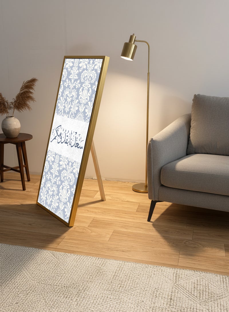 LOWHA Canvas Wall Art on Wooden Frame with Gold Floating Frame and Back Stand Featuring Welcoming Arabic Calligraphy Design - Image 2